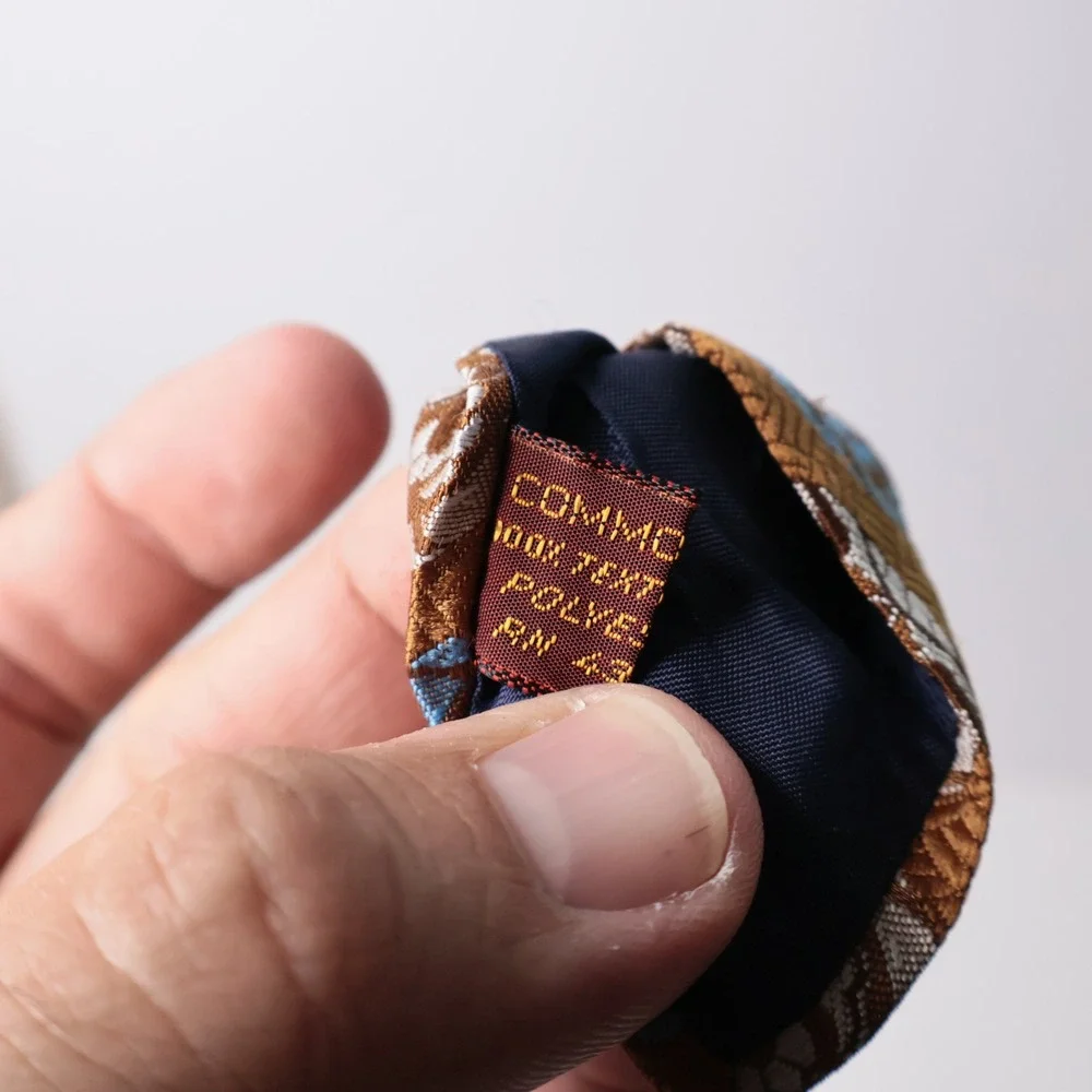 Gino Pompeii Vintage Brown Blue Floral Medallion Tie Italy Wide Retro Groovy VTG